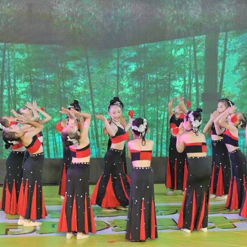 Performing daughter Hua Yuwei skirt Dai dance national dance national skirt new Douyin purple gold flower waist girl