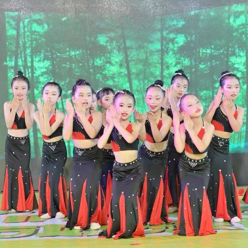 Performing daughter Hua Yuwei skirt Dai dance national dance national skirt new Douyin purple gold flower waist girl