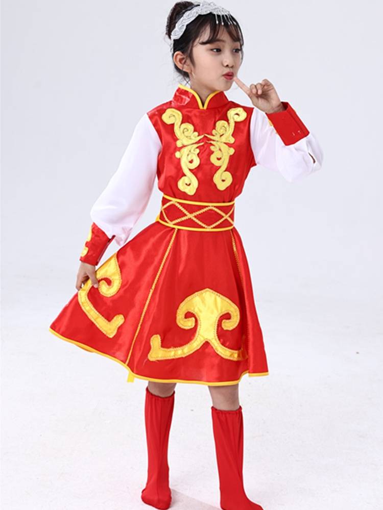 Mongol dance dress children perform new clothes for boys and girls in the national costume stage