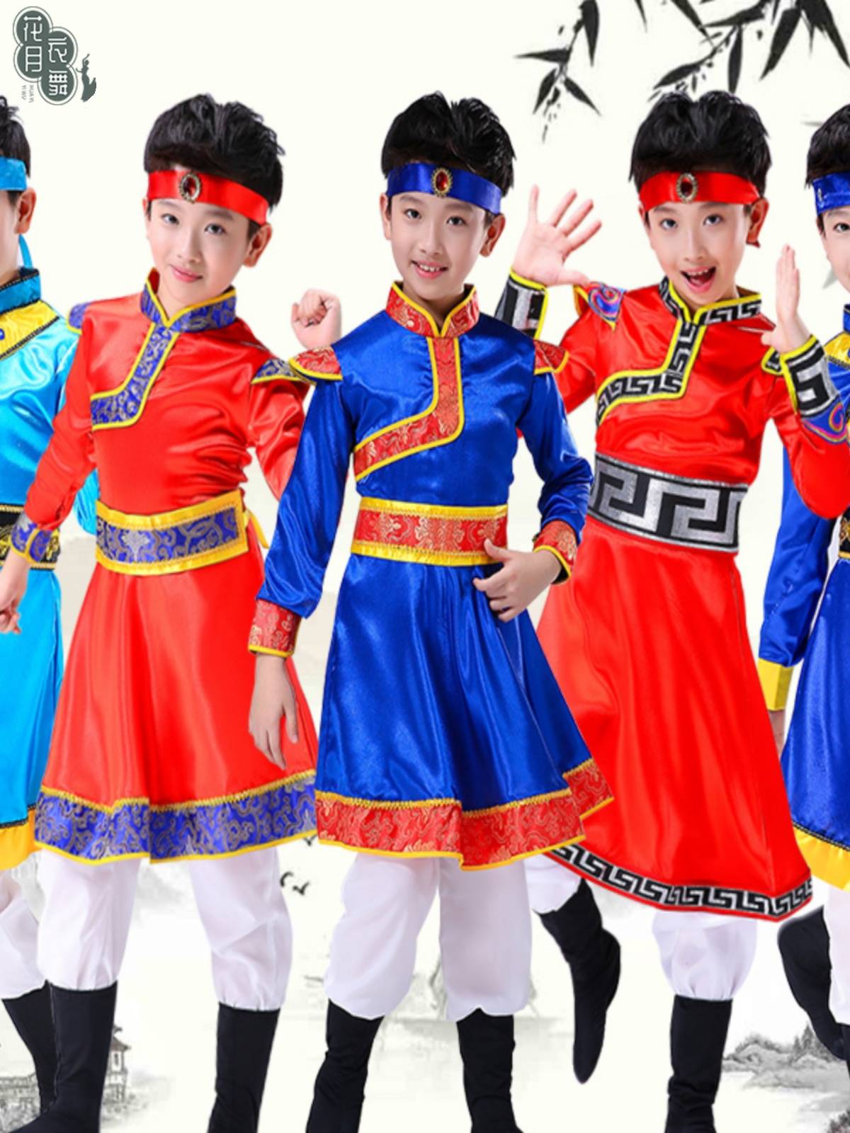 Mongol dance dress children perform new clothes for boys and girls in the national costume stage
