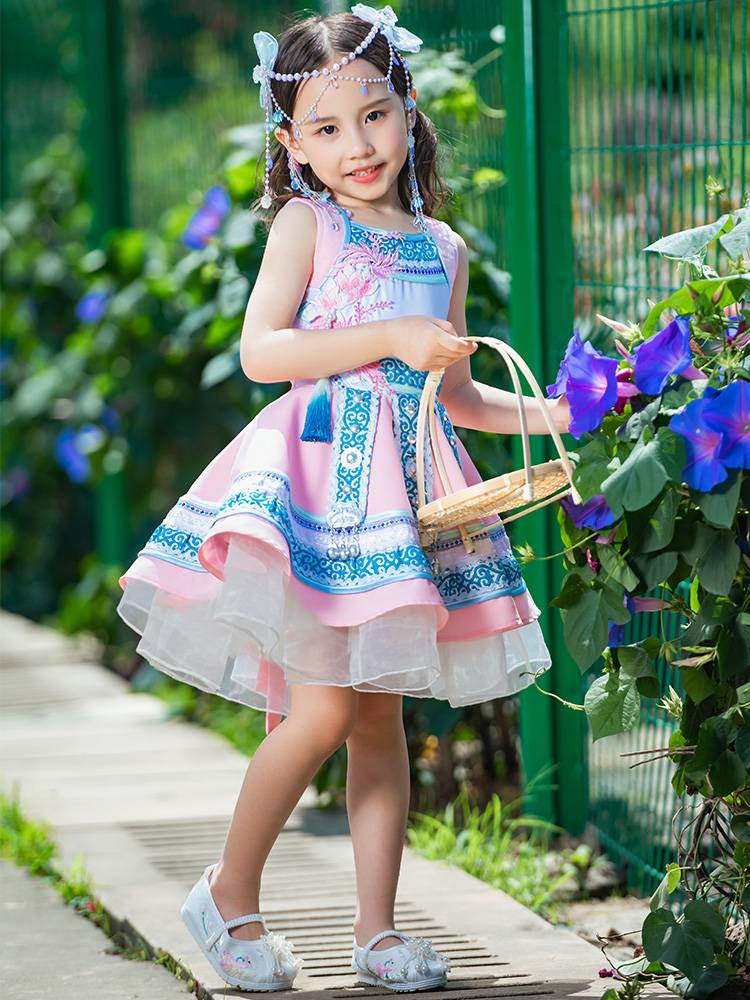 Children's Miao Performance Clothing Minority Men's Men's and Women Zhuang Tu Family Children's Dance Performance Clothing