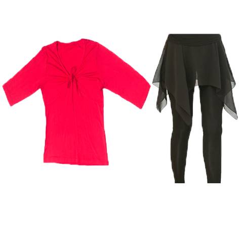 Dance yoga training suit set women's chiffon skirt jump -shaped body Latin clothing classical modern national square performance