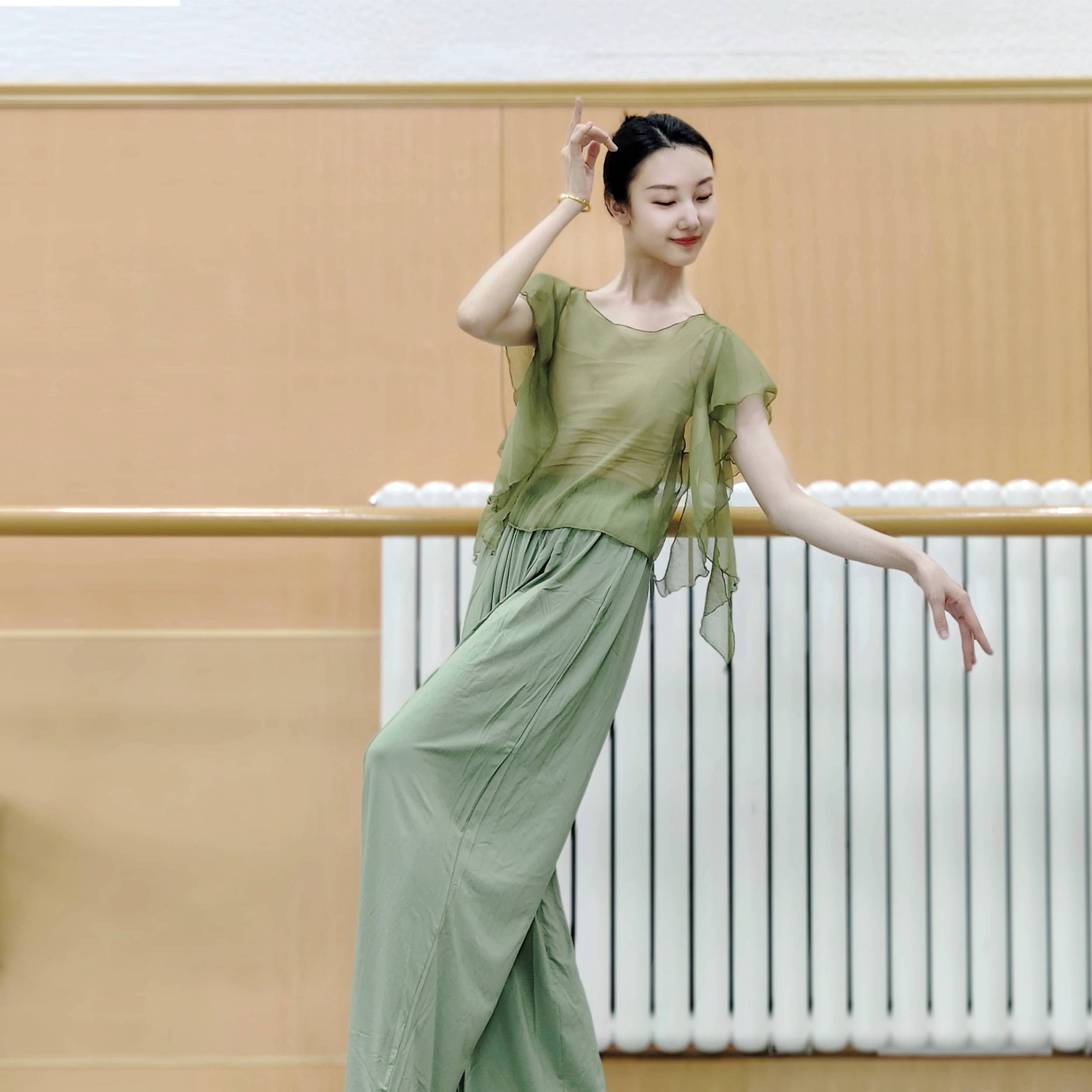 Classical dance body rhyme, elegant fairy gauze, practice clothes, Chinese dance adult body dance clothing, top of Han Tangfeng