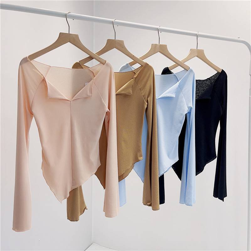 Dance practice uniform Top, female shape, slim dancing clothing horn sleeve national classical dance modern dance training suit