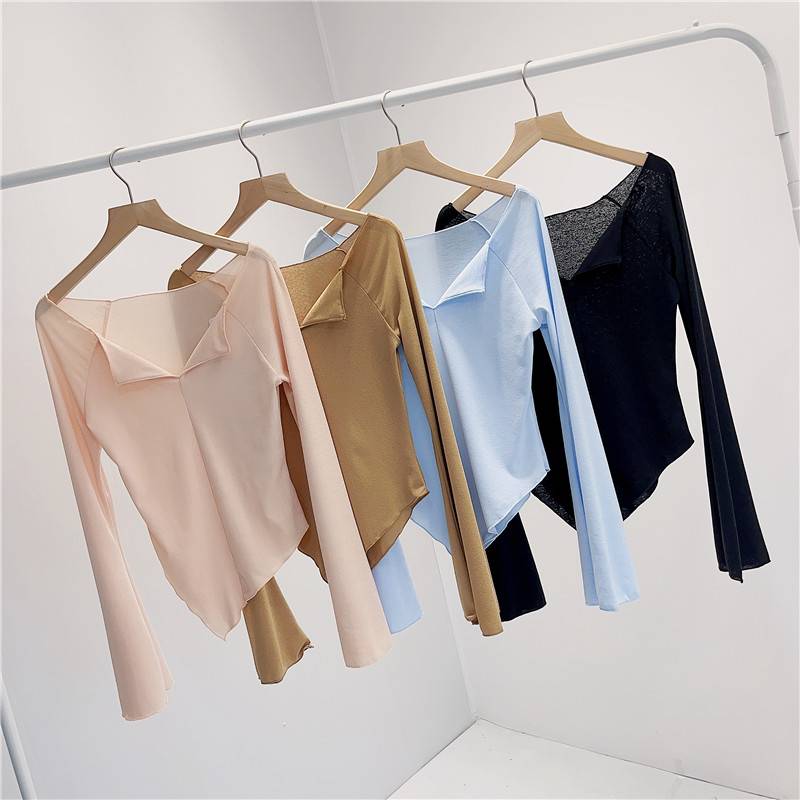 Dance practice uniform Top, female shape, slim dancing clothing horn sleeve national classical dance modern dance training suit