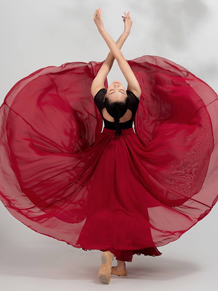 National Chinese style 720 degrees dance practice long skirt adult big gauze skirt Modern classical dance exercise performance service