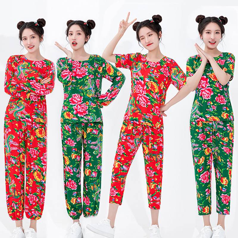 2023 Silk Fashion Northeast Dahua cloth clothing pajamas long -sleeved long -sleeved ethnic trend hip -hop dance clothing