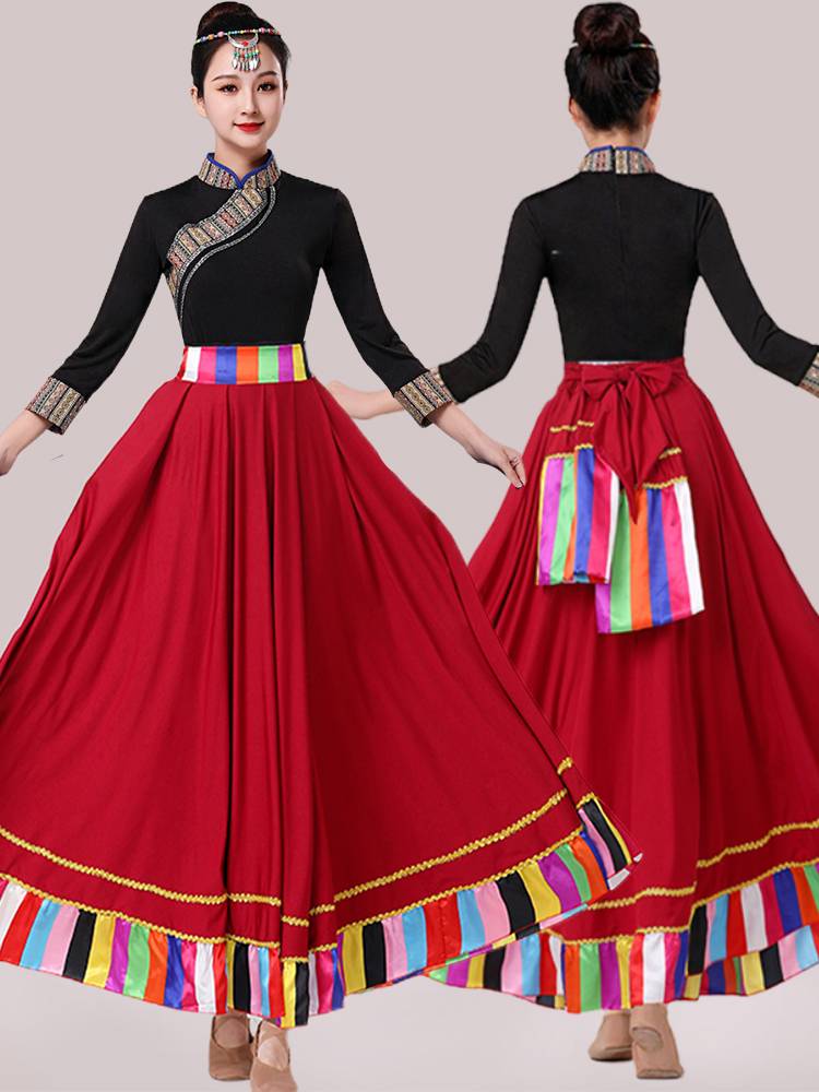The Tibetan dance dress, semi-tied plaza, practiced the dance dress, national troupe