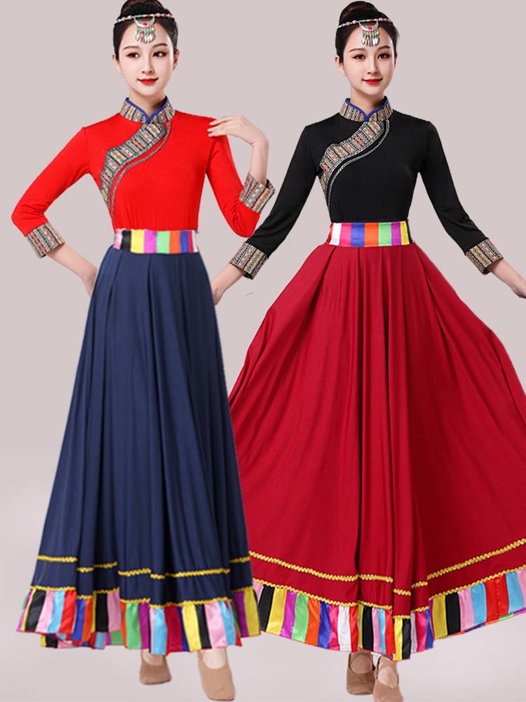 The Tibetan dance dress, semi-tied plaza, practiced the dance dress, national troupe