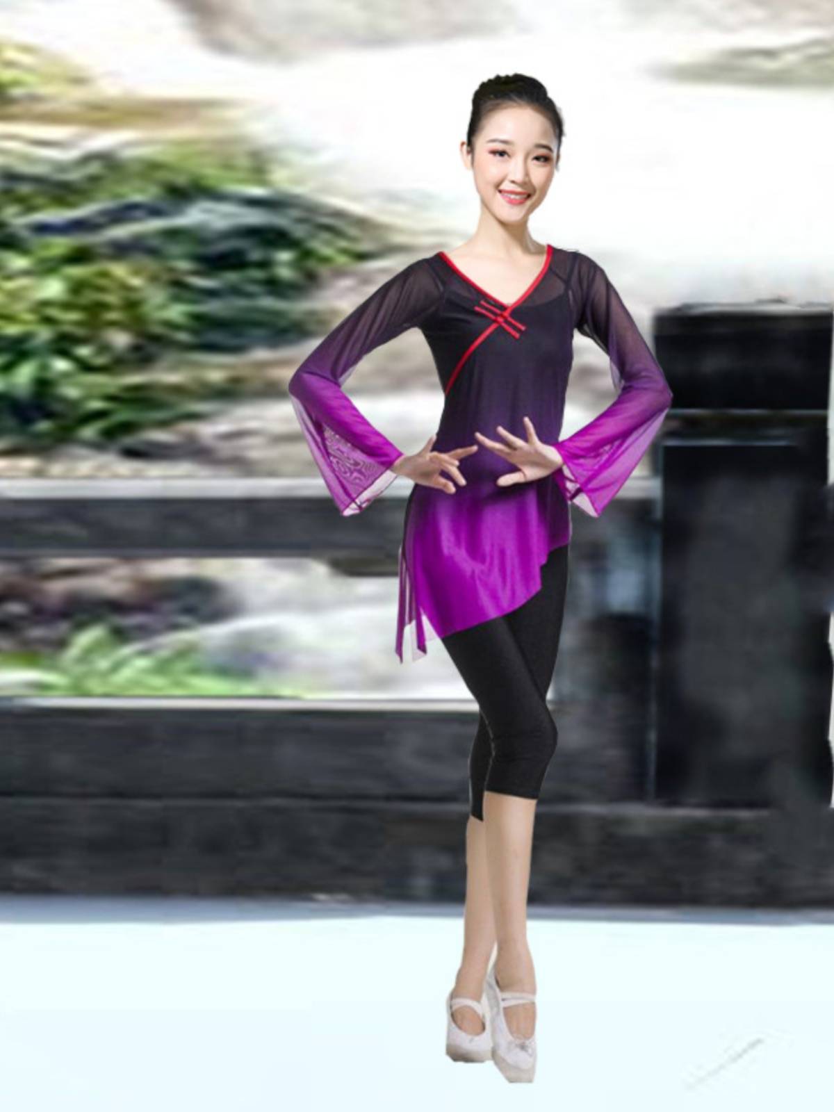 Classical dance clothing female elegant practice service Gradm -changing performance service national Chinese dance body rhyme dance gauze clothes