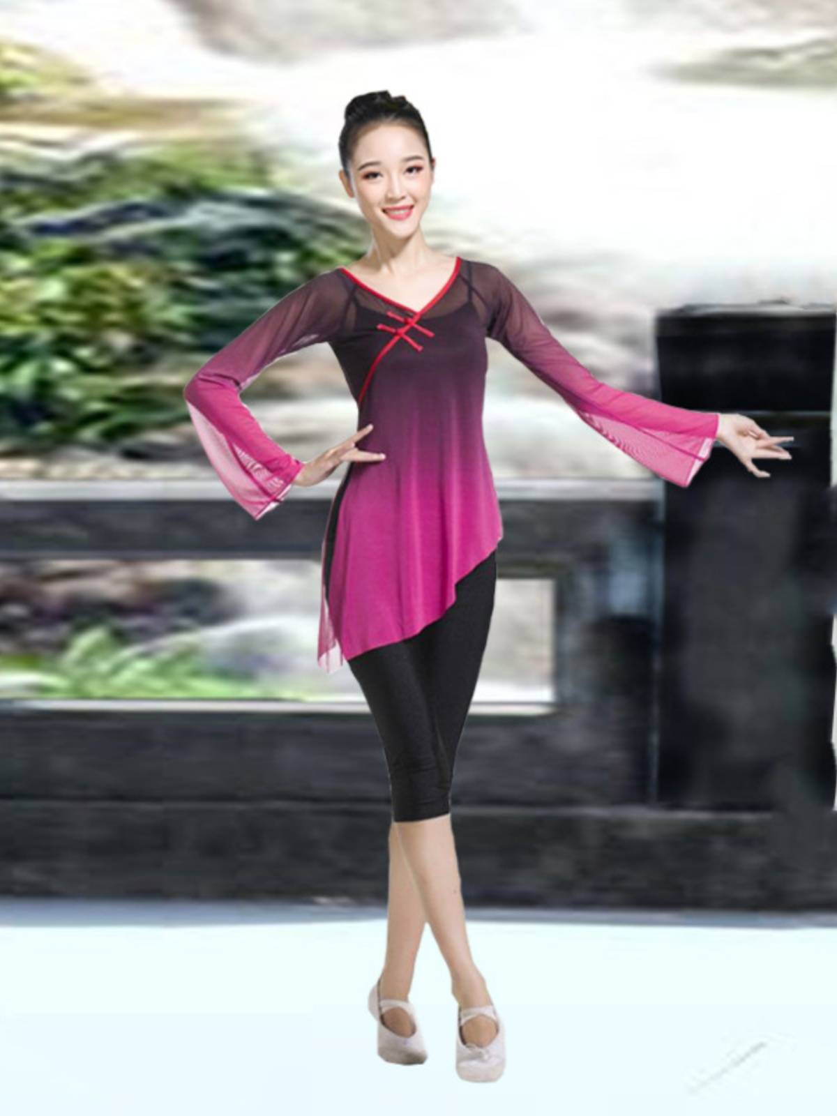 Classical dance clothing female elegant practice service Gradm -changing performance service national Chinese dance body rhyme dance gauze clothes