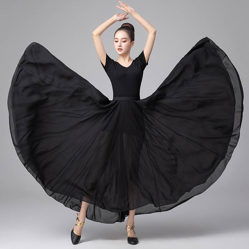 Plaza dance big skirt opening dance exercises, Xinjiang dance practice skirt, national style performance long skirt skirt