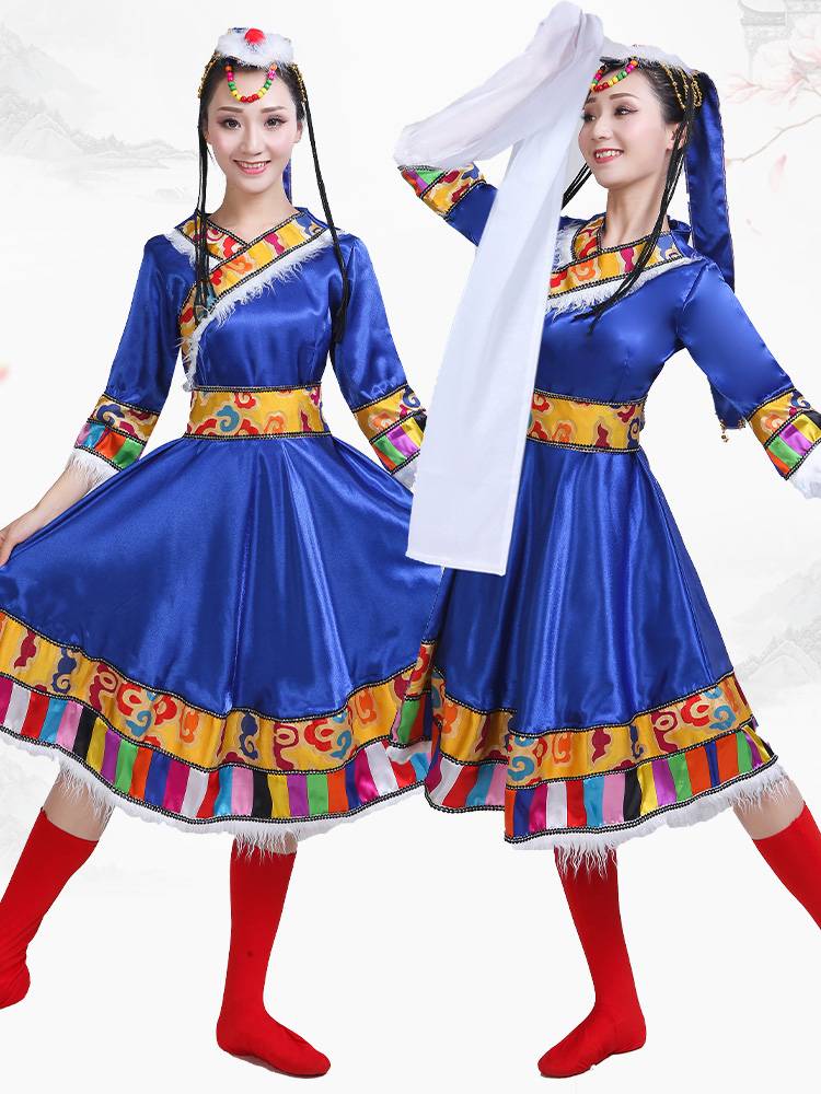 Minority Tibetan dance performance clothing water sleeve female adult men's Tibetan clothing square dance performance clothing