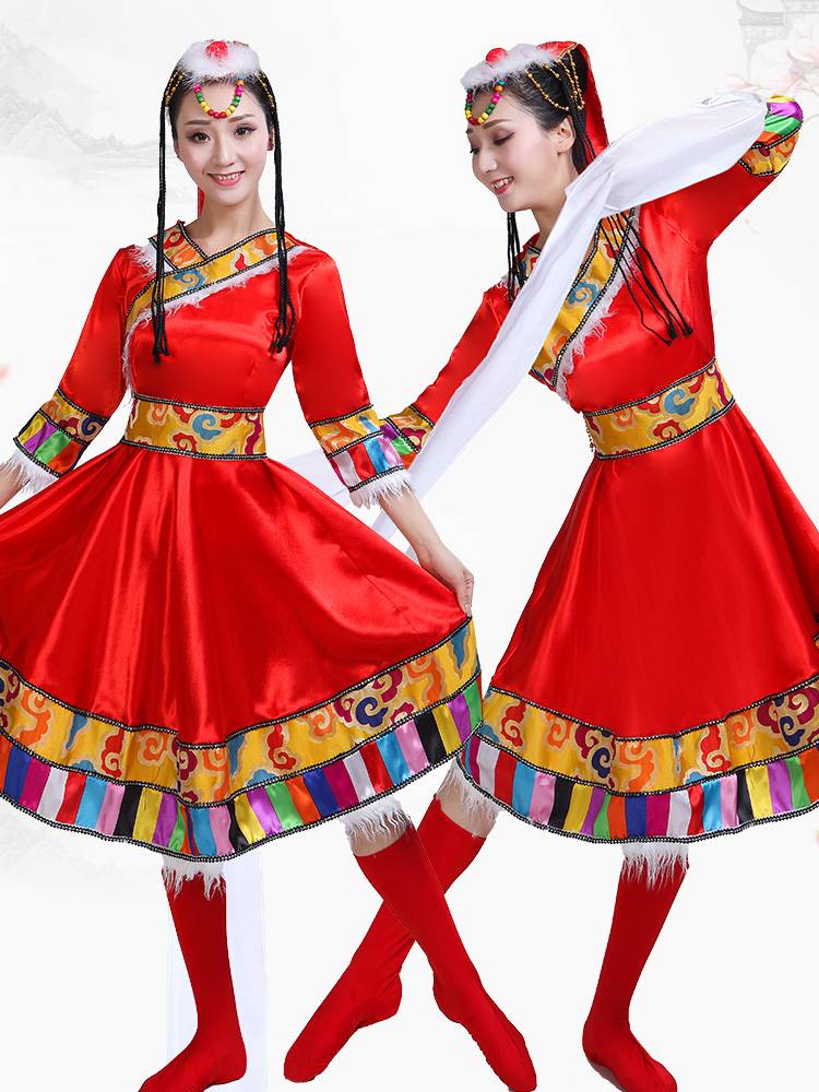 Minority Tibetan dance performance clothing water sleeve female adult men's Tibetan clothing square dance performance clothing