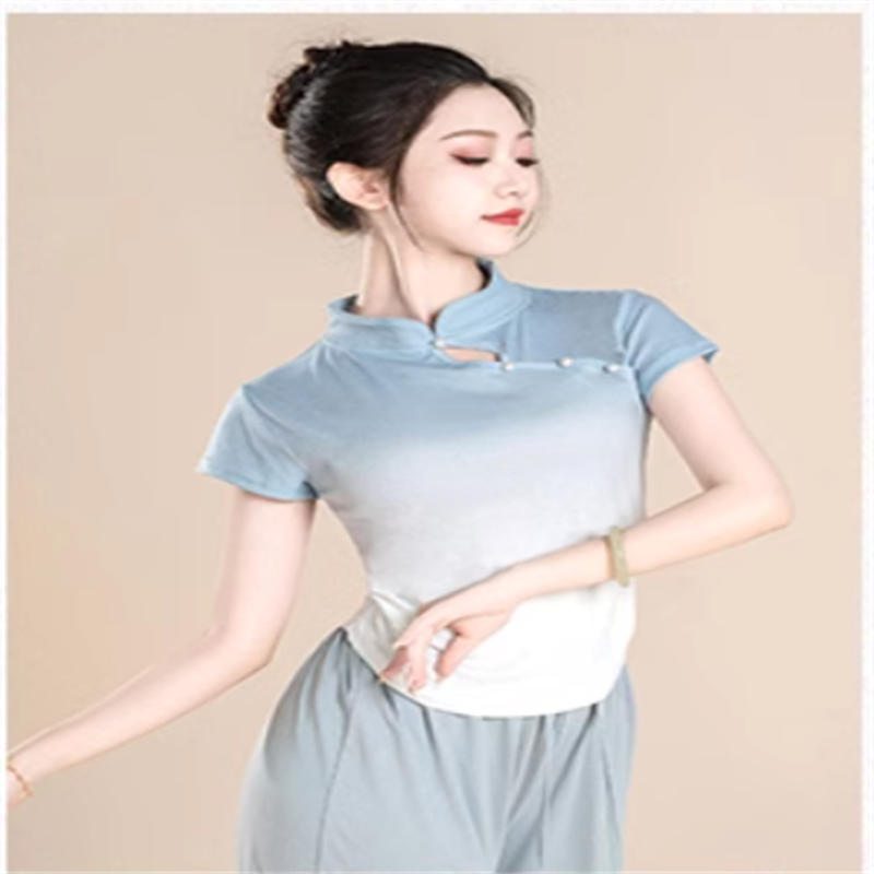 Modern dance clothing short -sleeved top female summer new adult classical dance national dance -shaped sports skills