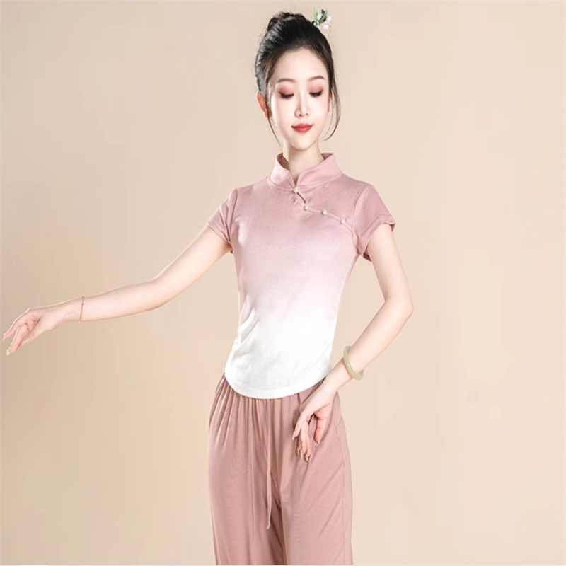 Modern dance clothing short -sleeved top female summer new adult classical dance national dance -shaped sports skills