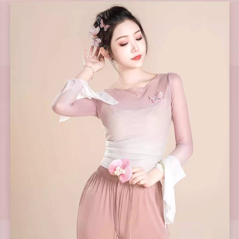 Classical dance body rhyme net gauze top Chinese national dance adult practice service modern dance -shaped body clothes