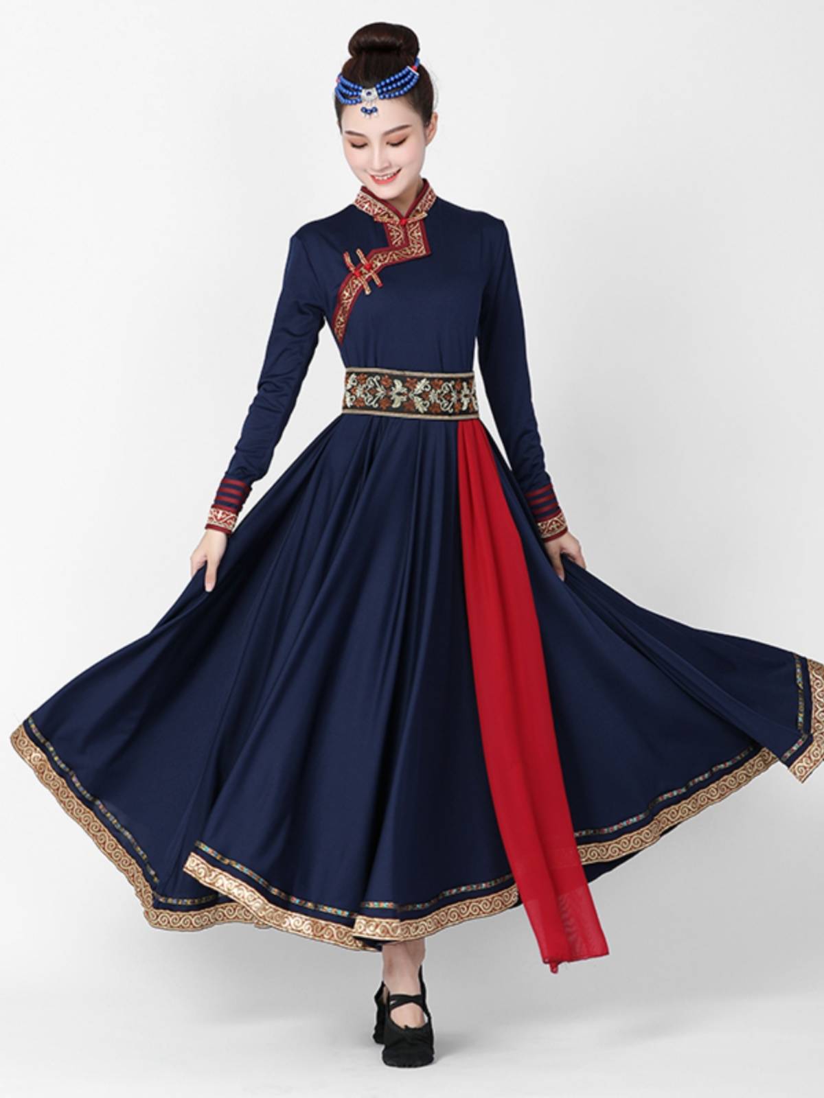 New Mongolian dance exercise skirt national dance performance clothing long skirt practitioner practice robe art test big skirt
