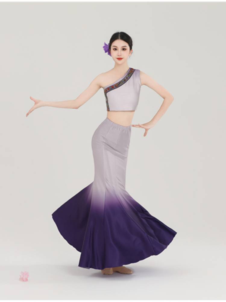 Dai dance performance dressing skirt performance clothing female Dai dance skirt peacock dance fishtail skirt skirt test clothing