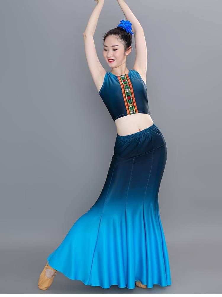 Dai dance performance dressing skirt performance clothing female Dai dance skirt peacock dance fishtail skirt skirt test clothing