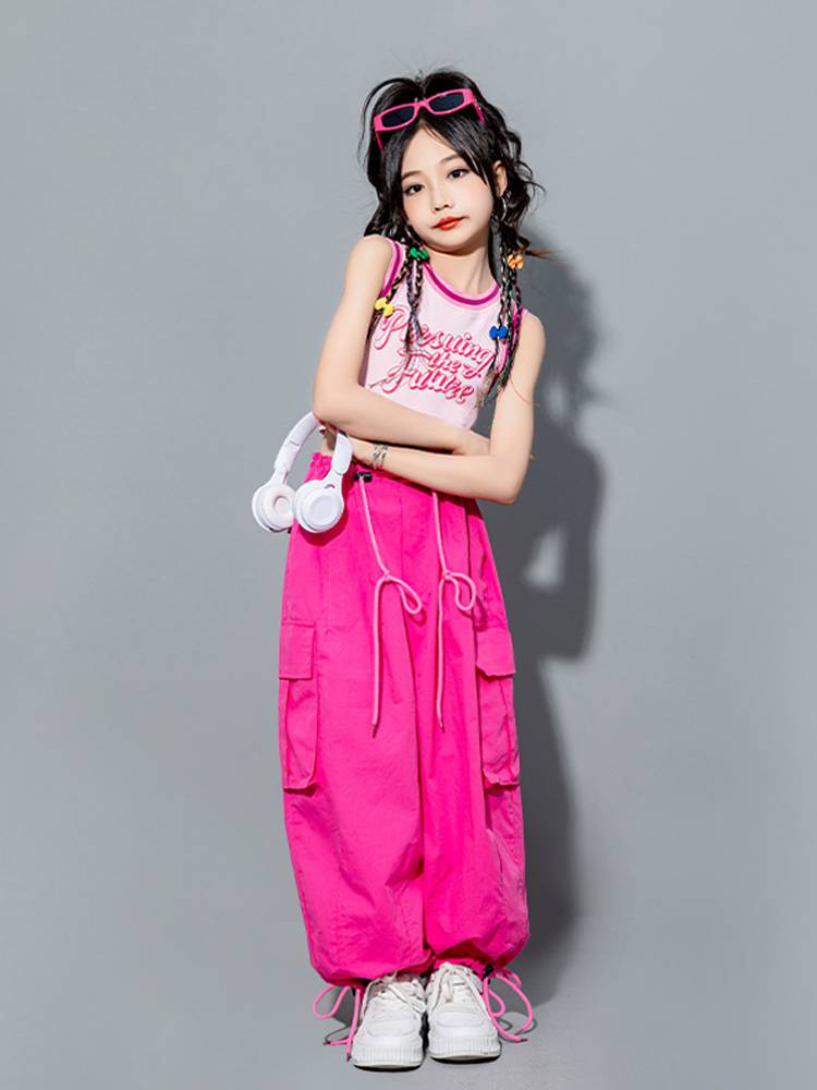 Girl Jazz Dance Street Dance Duopyamine Set Children Hiphopt Taiwan Walk Show Jazz Performance Clothing Summer
