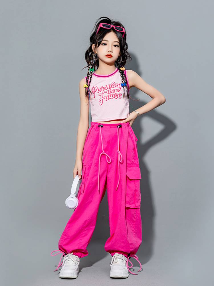 Girl Jazz Dance Street Dance Duopyamine Set Children Hiphopt Taiwan Walk Show Jazz Performance Clothing Summer