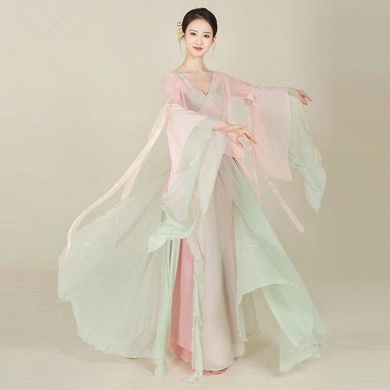 Classical dance clothing female elegant body rhyme gauze big sleeve Hanfu jacket Chinese style national style new performance suit suit