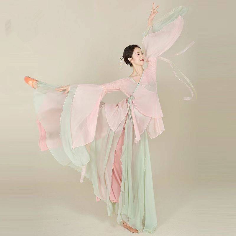 Classical dance clothing female elegant body rhyme gauze big sleeve Hanfu jacket Chinese style national style new performance suit suit