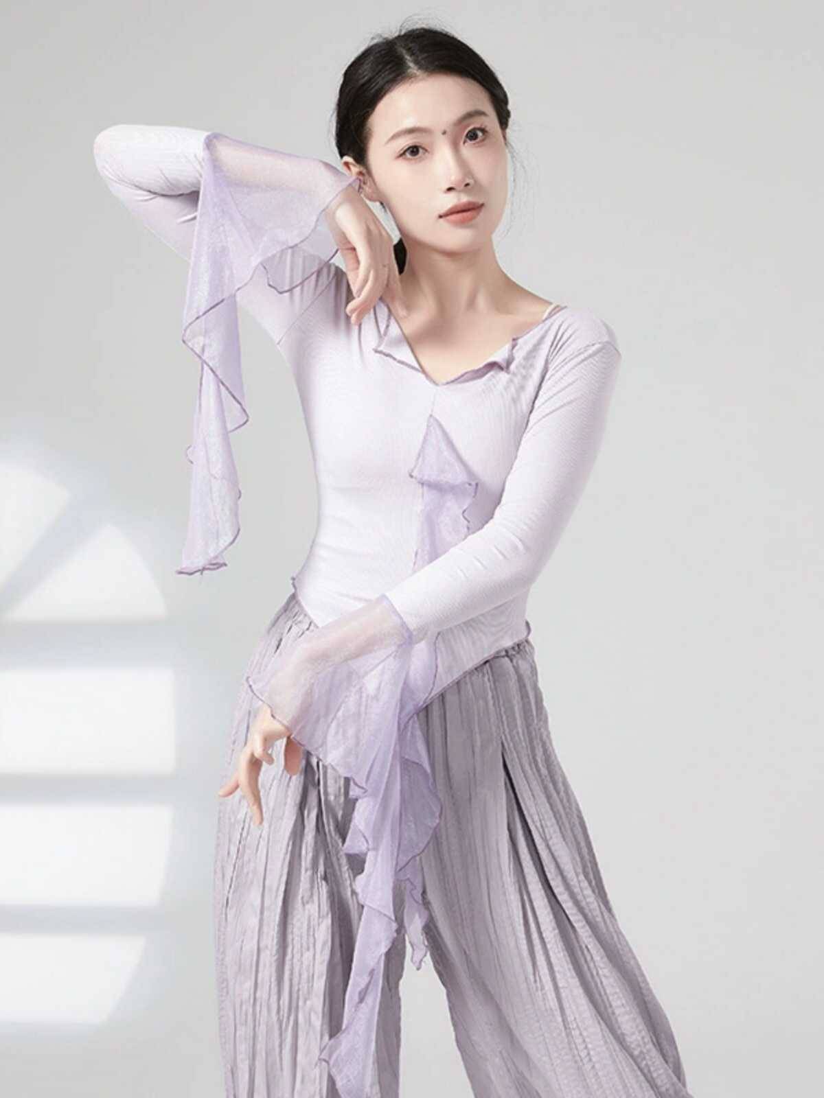 Classical dance exercise service female adult long -sleeved dance service Chinese modern national dance base training uniform dancing performance clothing