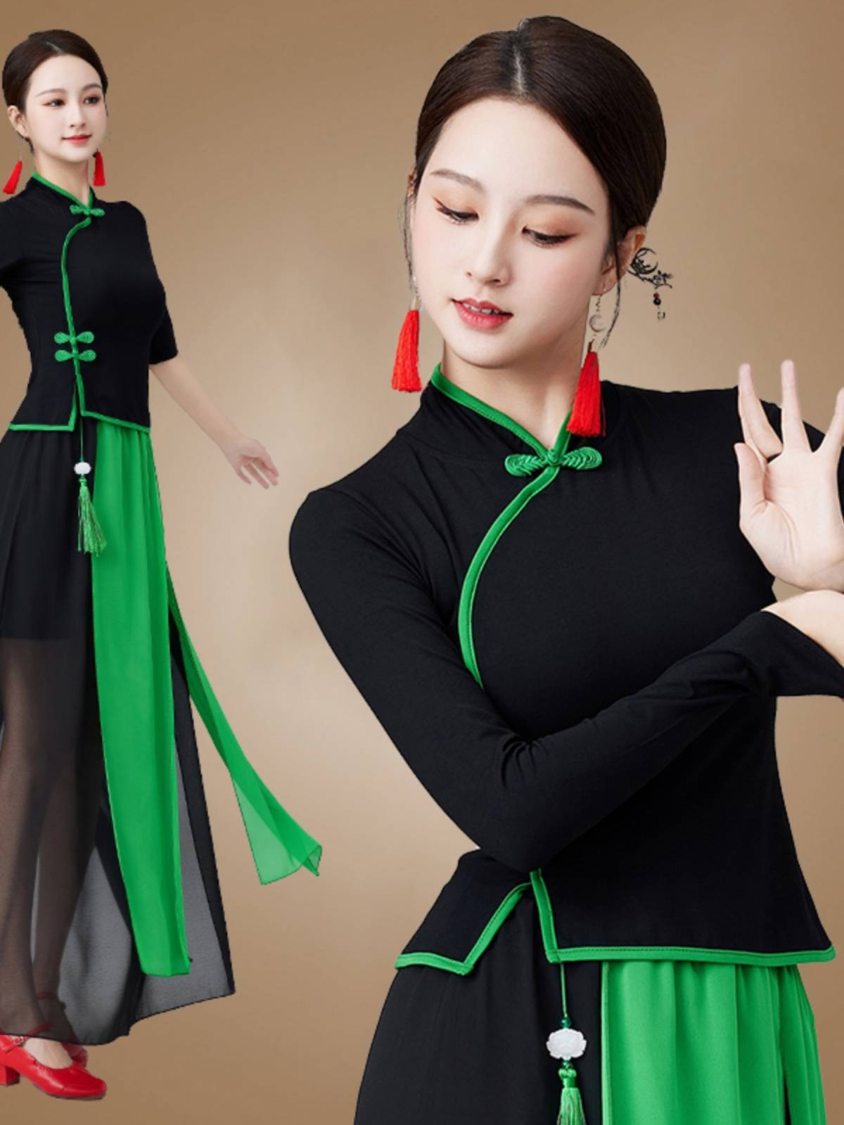 2024 Plaza Dance Clothing New Set Guofeng Classical Dance Fan Dance Yangge Sweet Ethnic Dance Middle Elderly