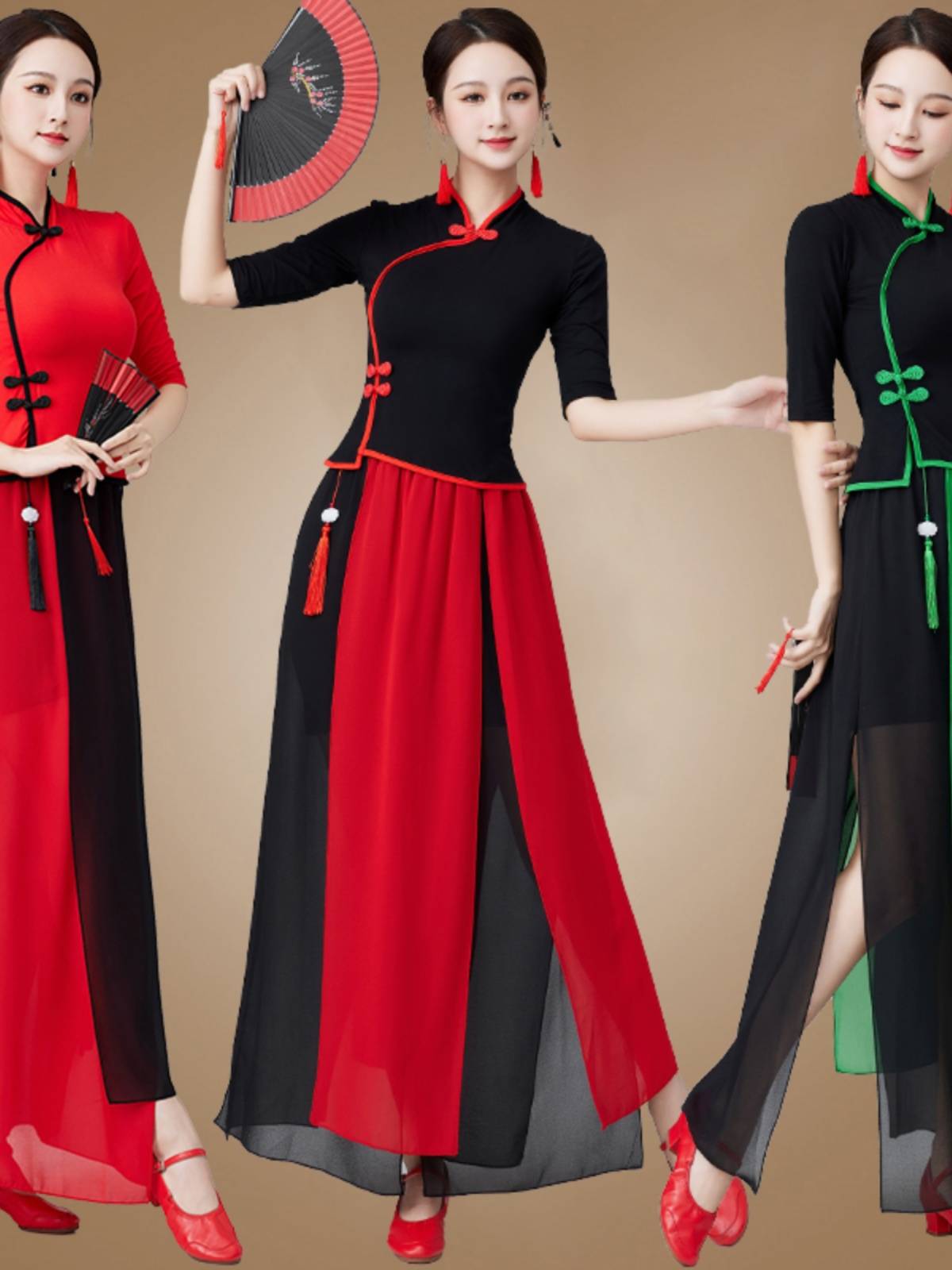 2024 Plaza Dance Clothing New Set Guofeng Classical Dance Fan Dance Yangge Sweet Ethnic Dance Middle Elderly