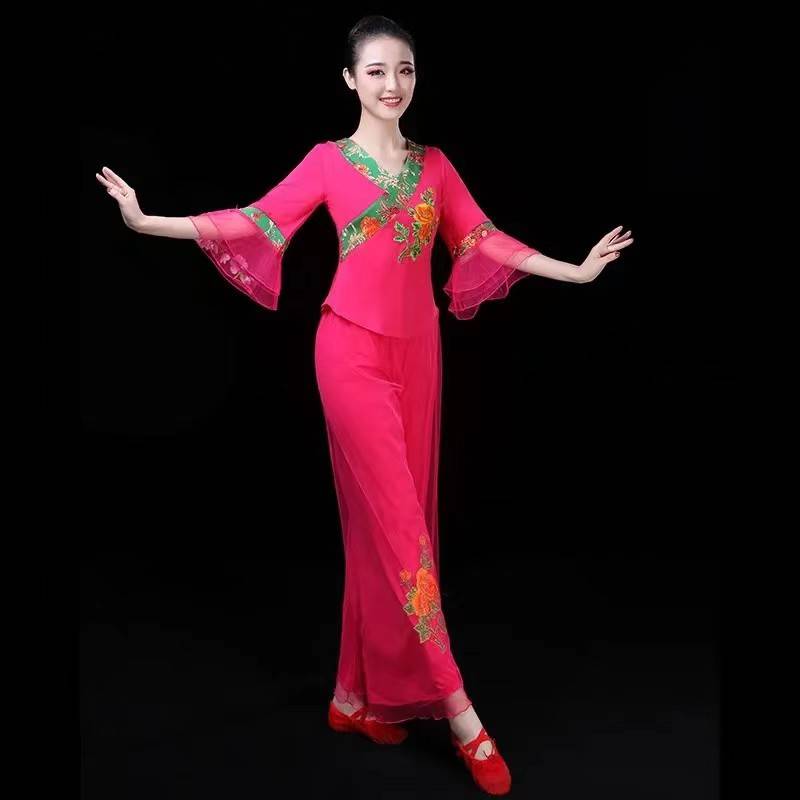 Square dance clothing women's set summer pants middle -aged handkerchief dancing dancing clothing national wind Yangge dance clothing