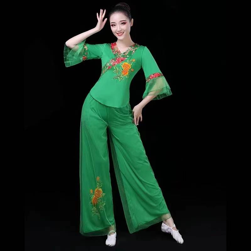 Square dance clothing women's set summer pants middle -aged handkerchief dancing dancing clothing national wind Yangge dance clothing