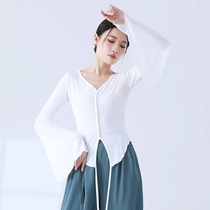 Classical Dance Modern Dance Fork Far Fun Sleeve Chinese National Style Dance Bottom Shirt Different Founded Training Female Women