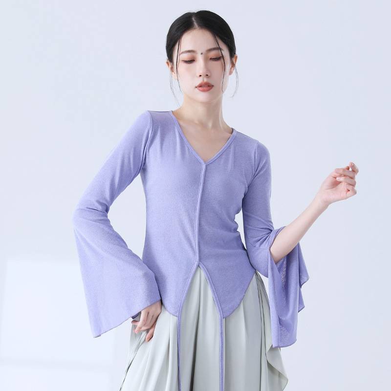 Classical Dance Modern Dance Fork Far Fun Sleeve Chinese National Style Dance Bottom Shirt Different Founded Training Female Women