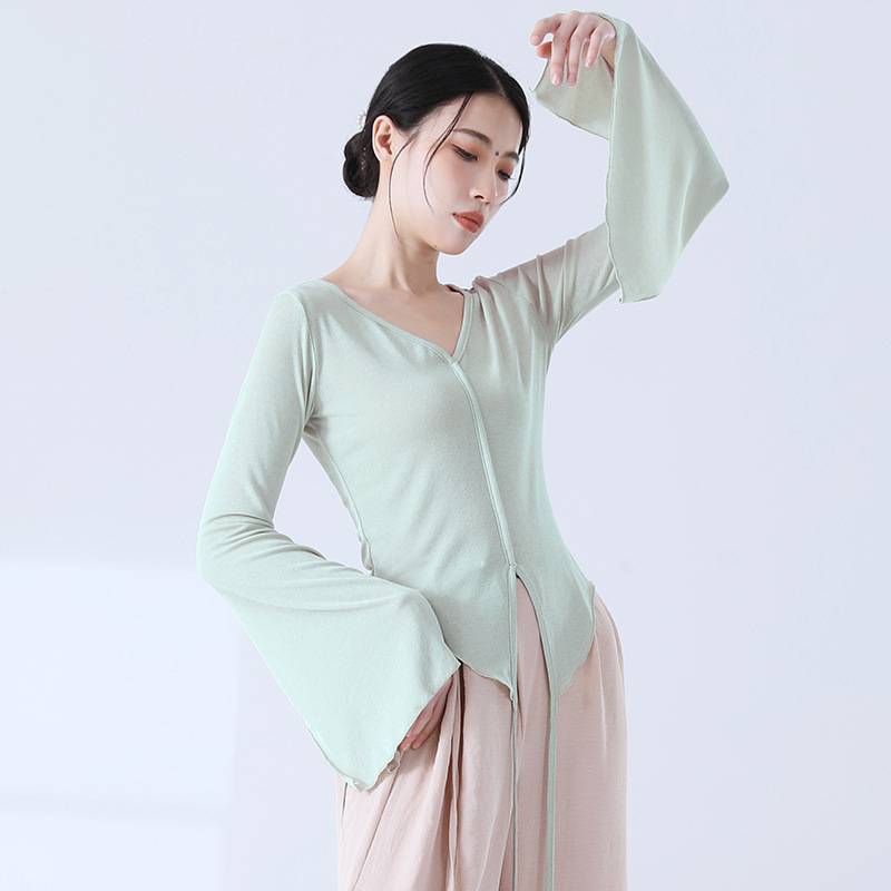 Classical Dance Modern Dance Fork Far Fun Sleeve Chinese National Style Dance Bottom Shirt Different Founded Training Female Women