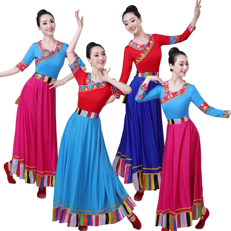 New Tibetan Dance Performance Clothing Mongolian Clothing Female Ethnic Union Clothing Adult Tibetan Square Dance Sleeve