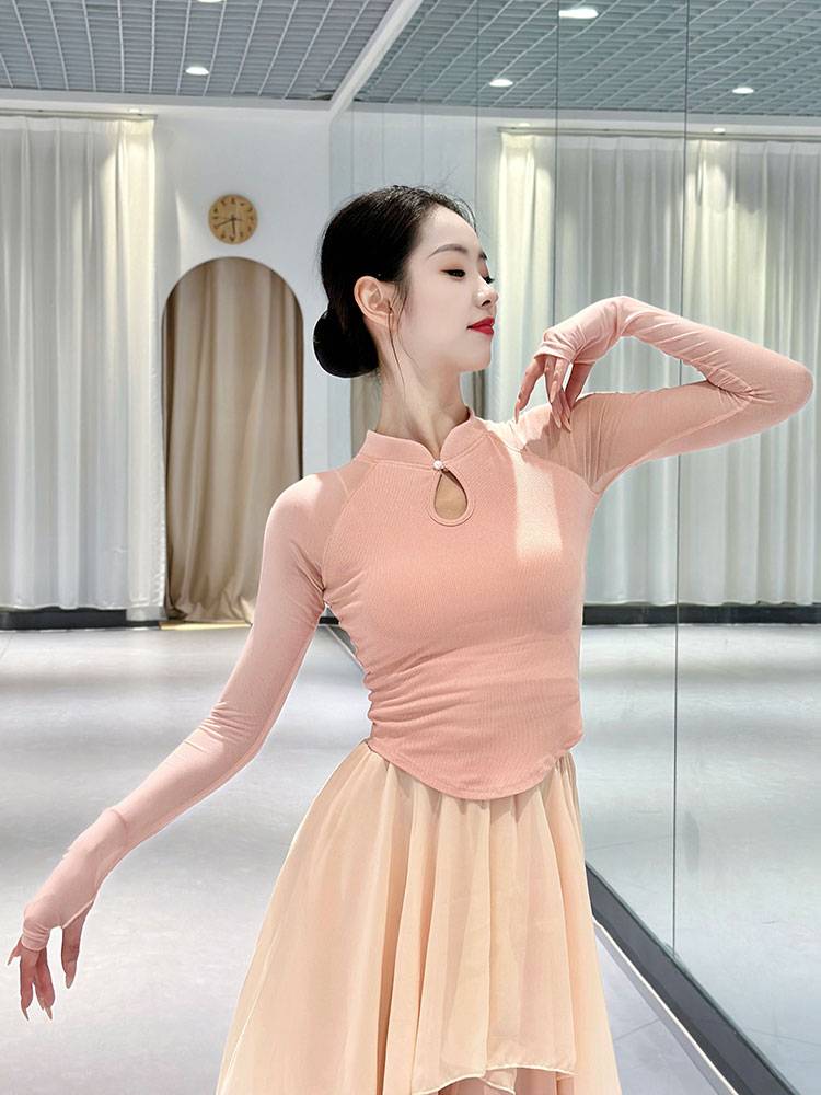 Classical dance clothing female adult cheongsam tops, elegant and thin -shaped body practice clothes, Chinese national dance training clothing