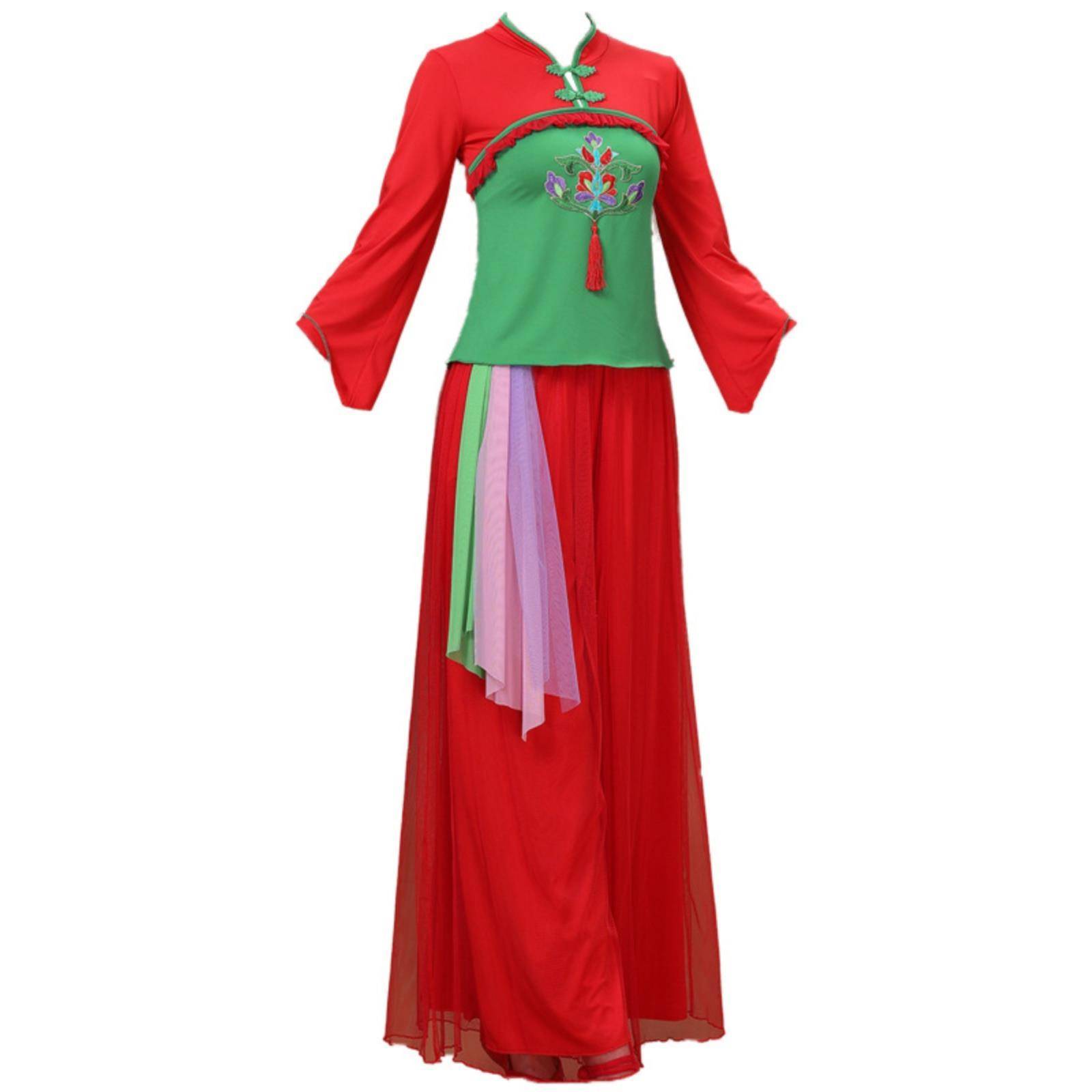 Square dance clothing new suit female spring and summer fan dance horn sleeve national wind yuki yang yarn skirt classical performance