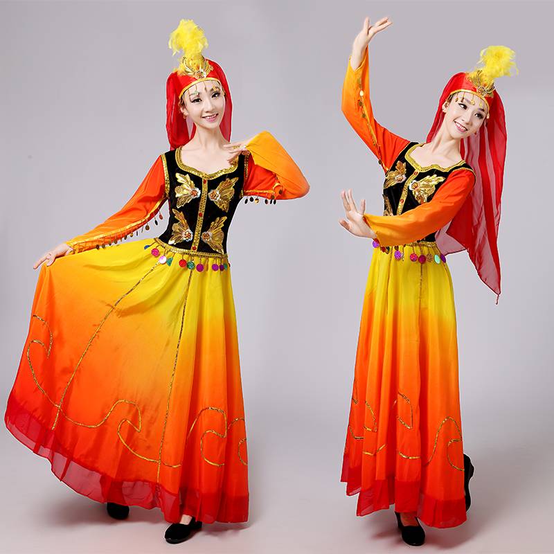 Xinjiang Dance Clothing Performance Service Server Men and Women's Adult Plaza Dance Hui Performance Series Uighurs Big Skirt