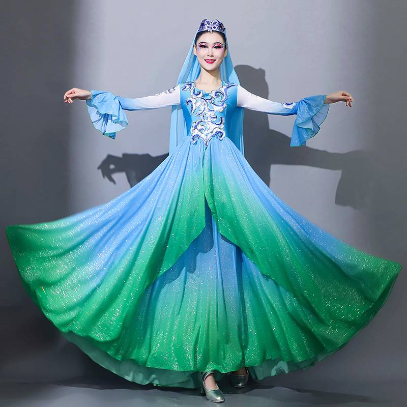 Hui dance clothing Xinjiang dance big skirt performance service women's art test minority Fengwei Wu people performed adults