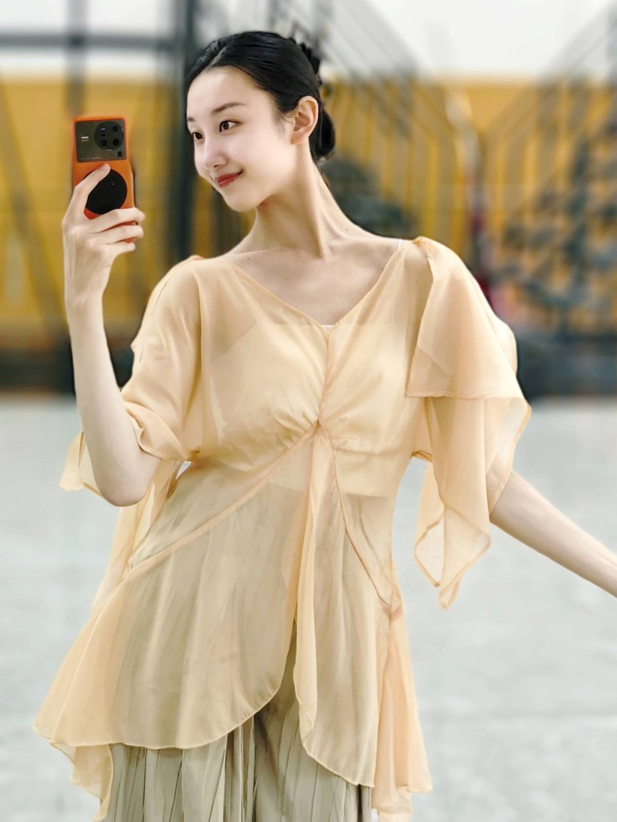 Dance practice service long modern dance loose, elegant wide leg pants Chinese classical dance -shaped dress yoga pants