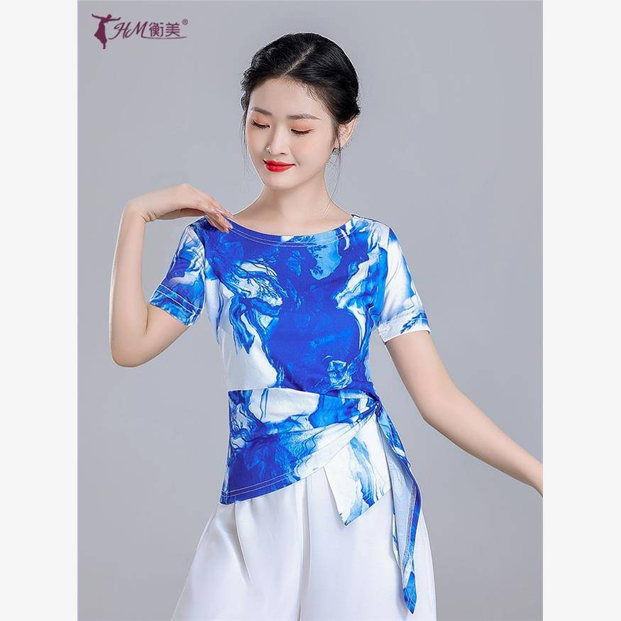 Classical dance and dance clothing shape reflects the Chinese national dance top girl ink and ink, elegant practice, yoga top