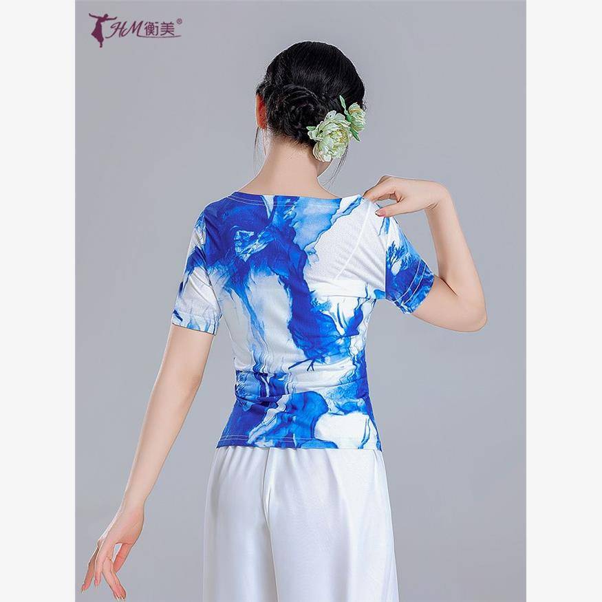Classical dance and dance clothing shape reflects the Chinese national dance top girl ink and ink, elegant practice, yoga top