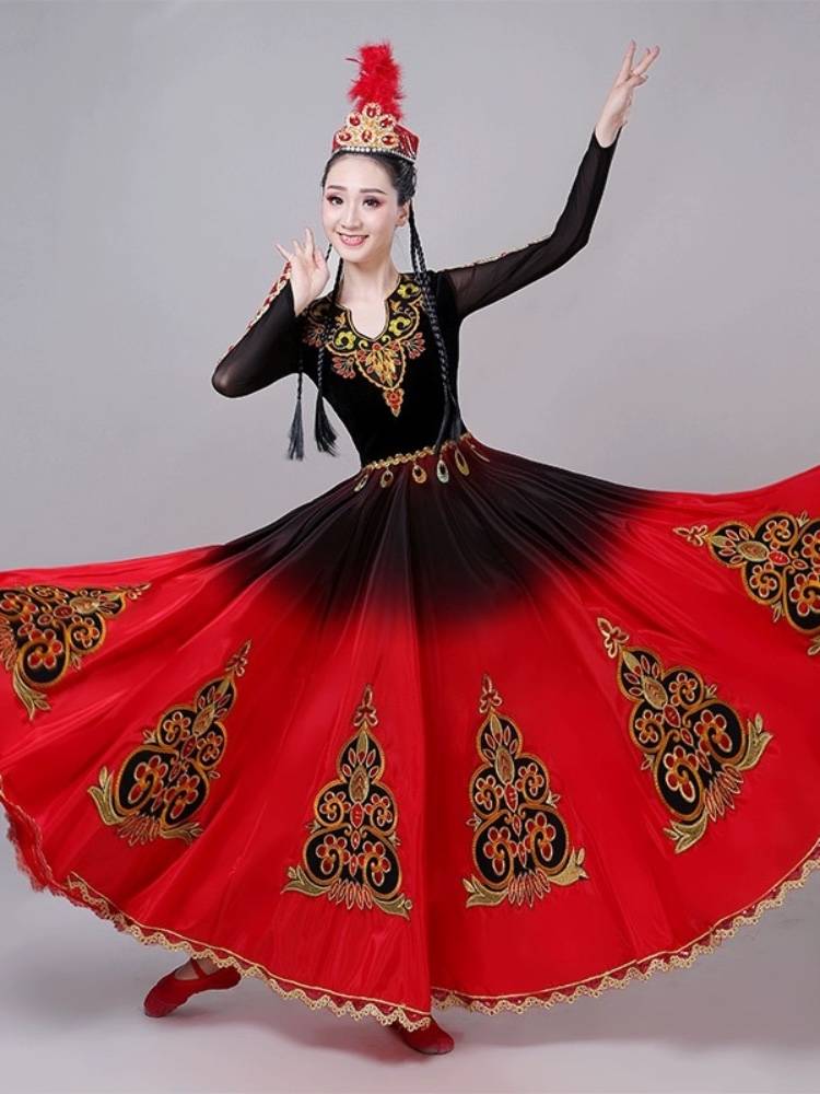 Renting Uyghur dance performances at the ethnic minority Xinjiang art test exercises adult female opening dance big skirt