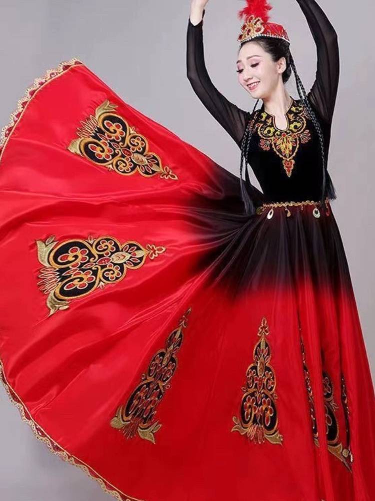 Renting Uyghur dance performances at the ethnic minority Xinjiang art test exercises adult female opening dance big skirt