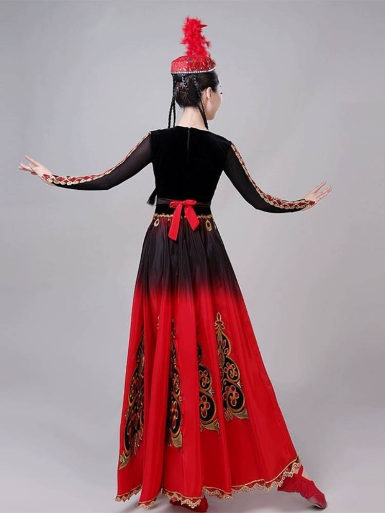 Renting Uyghur dance performances at the ethnic minority Xinjiang art test exercises adult female opening dance big skirt