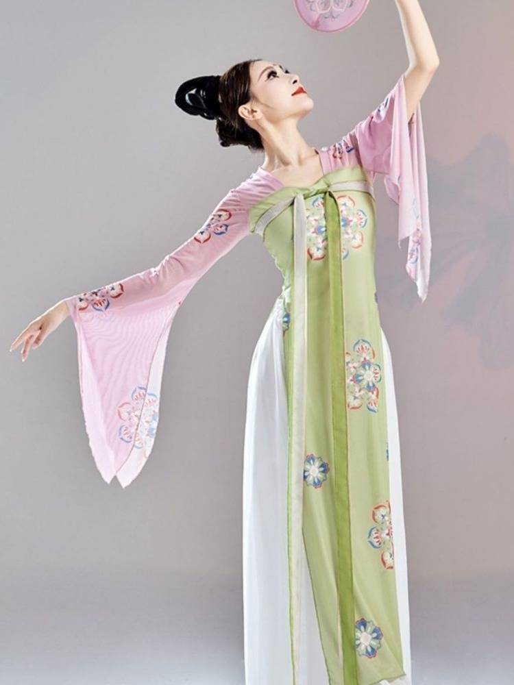 Hanfu Classical Dance Practice Female Loose Chinese Dance Modern National Dance Clothing Wide -leg Pants Performing Costumes