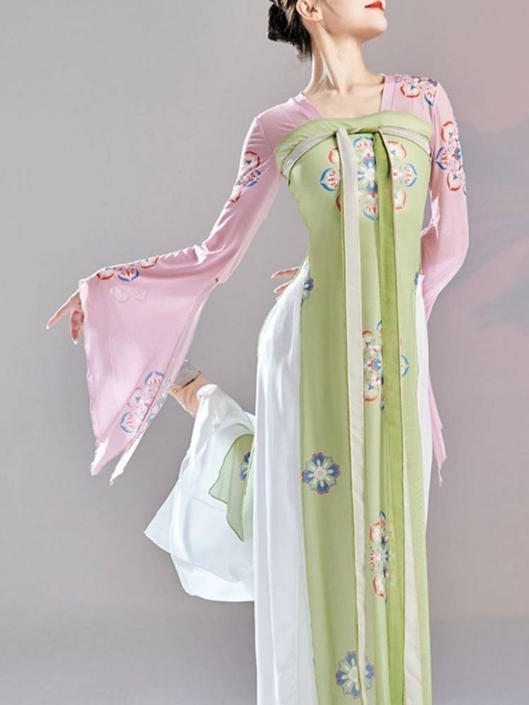 Hanfu Classical Dance Practice Female Loose Chinese Dance Modern National Dance Clothing Wide -leg Pants Performing Costumes
