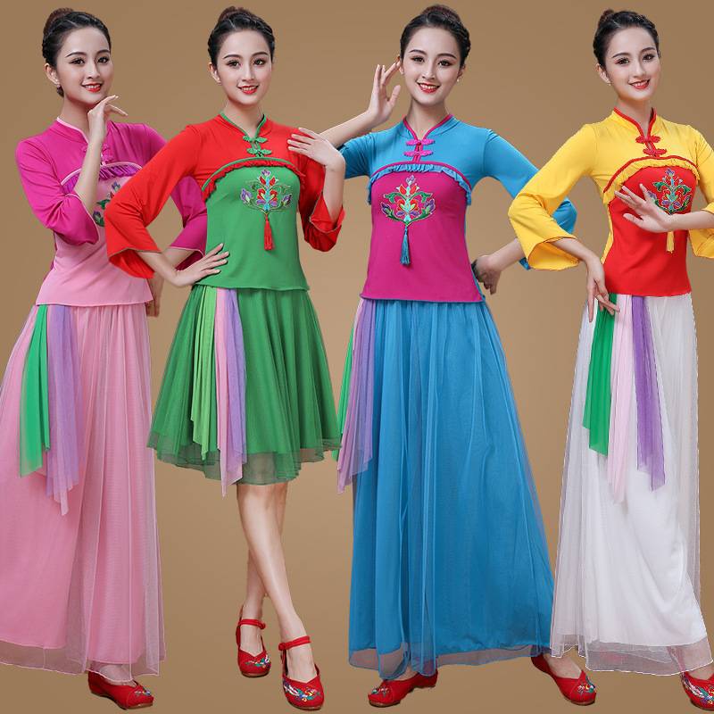 Plaza dance clothing new set 2022 national dance service female middle -aged and elderly classical classical dance fan Yangge performance service